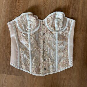 Peach Back Lace-up Front Hook & Eye Boned Goth Whimsy Corset Top NWOT L